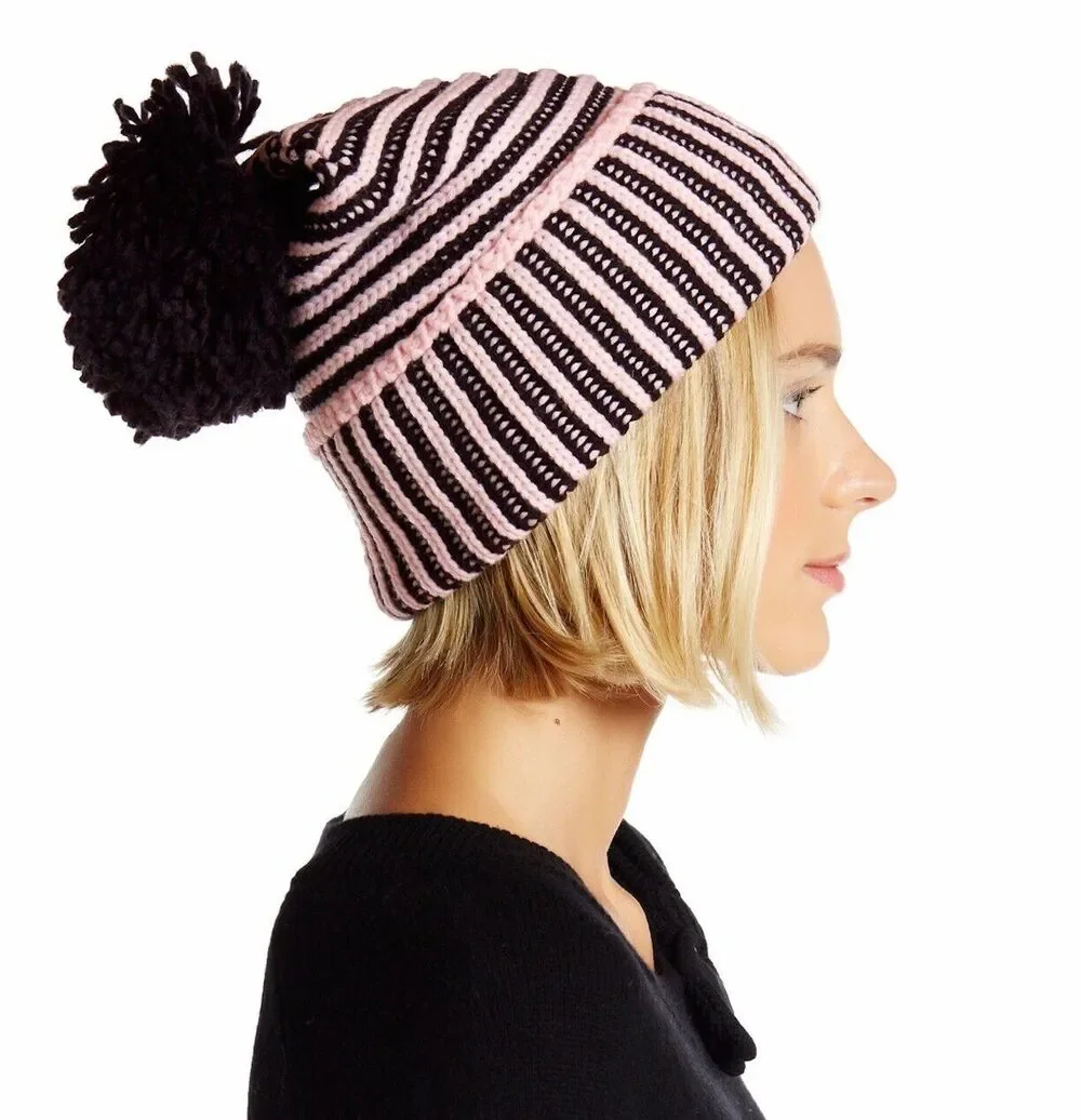 NWT Kate Spade New York Plaited Rib Cuff Hat W/ Pom